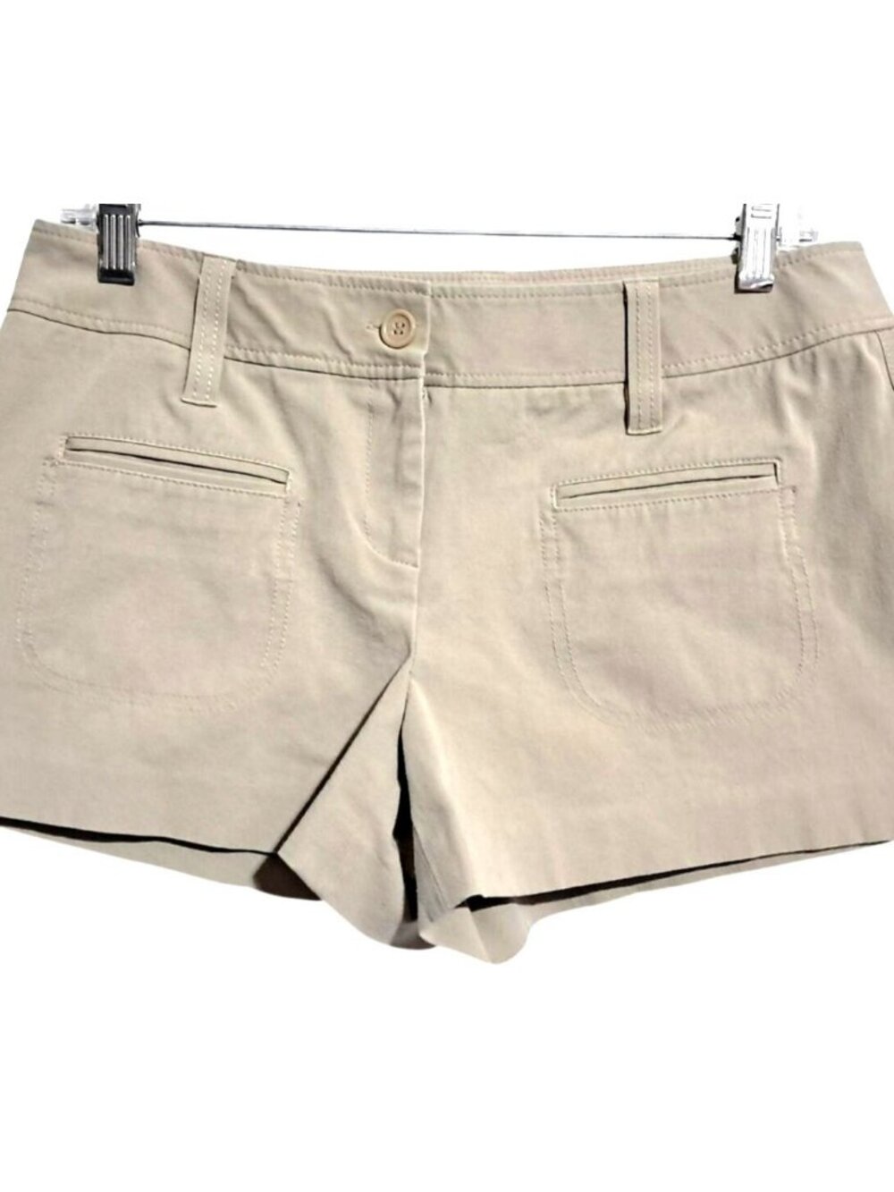 Y2K Express Stretch Shorts Womens Size 9 / 10 Micro? Short Beige Khaki Cotton Bl